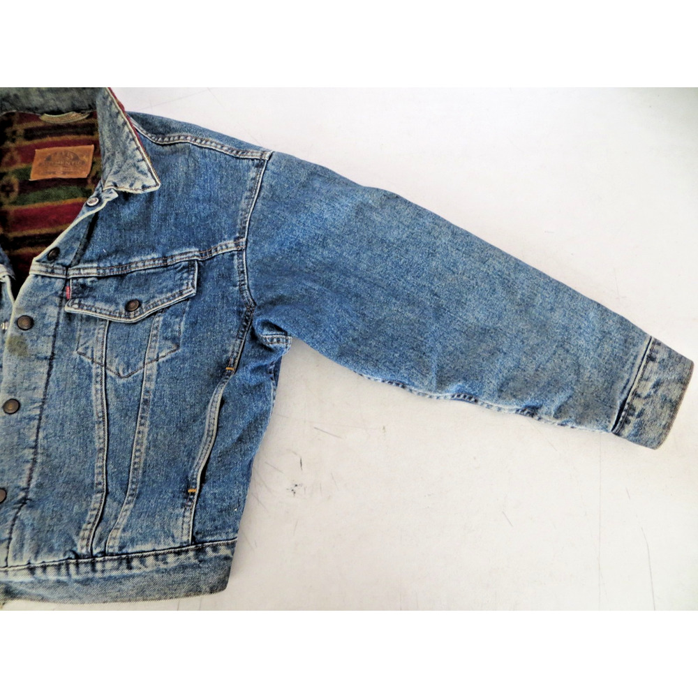 VTG 90s Levi's Authentic Aztec Wool Blanket Lined Denim Jacket Mens Medium 10/92 - Picture 6 of 16